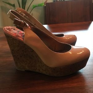 Sam Edelman Nude Women Slingback Cork Wedge size 6